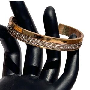 Vintage Sergio Lub Copper & Silver Cuff Bracelet Signed